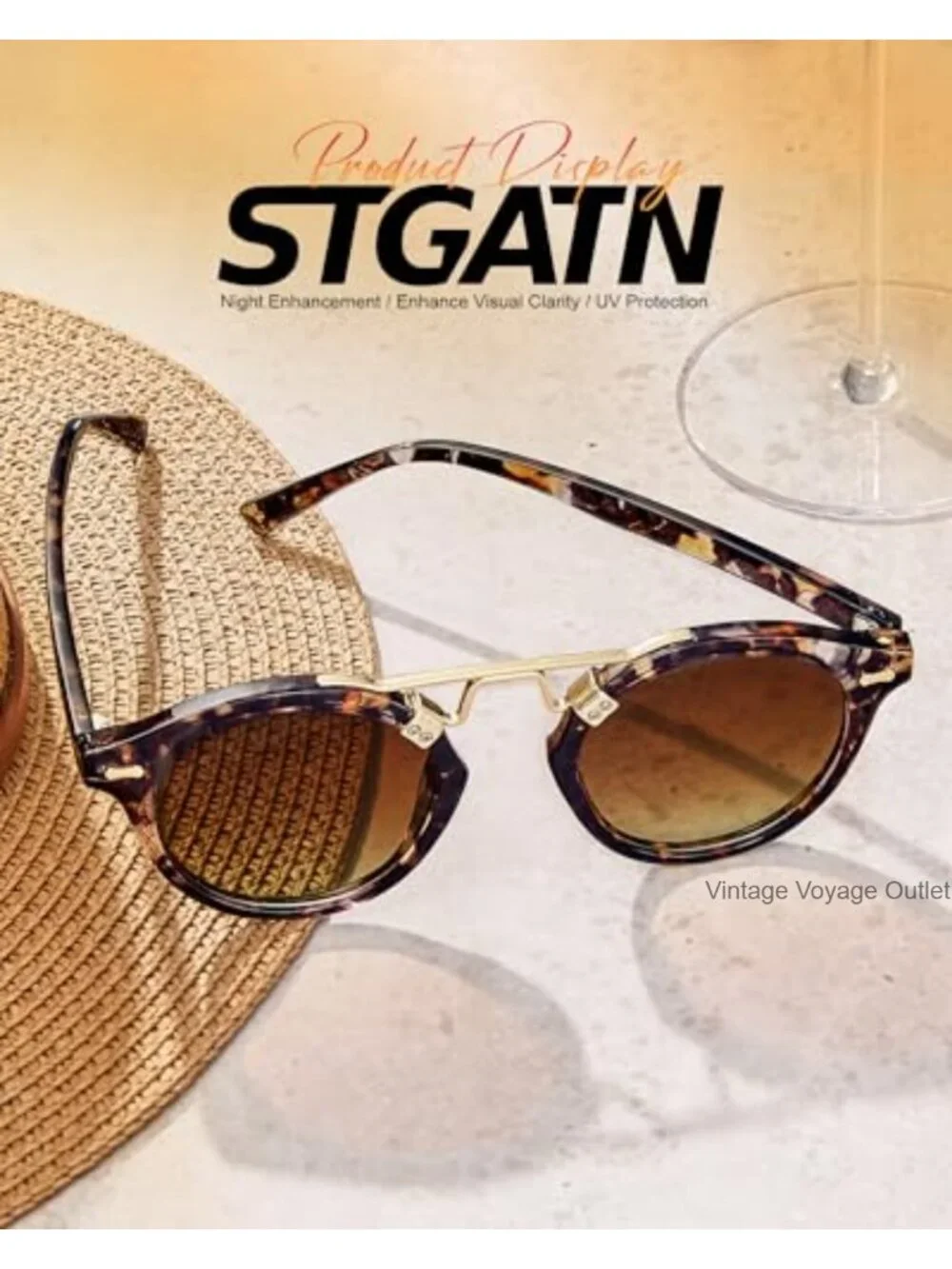 Round Retro Sunglasses for Women Polarized UV Protection TR90 Stainless Steel